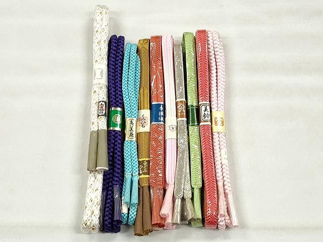 平和屋着物●和装小物 帯締め10本セット 御岳組 笹浪組 金糸 大丸扱い 逸品 未使用 CABK4871qe