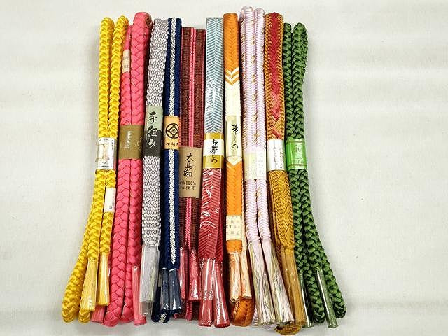 平和屋着物●和装小物 帯締め10本セット 笹浪組 大和組 奈良組 大島紬 金糸 松坂屋扱い 逸品 未使用 CABK4873qe