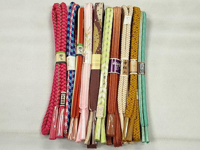 平和屋着物●和装小物 帯締め10本セット 高麗組 畝組 大和組 金糸 逸品 未使用 CABK4875qe