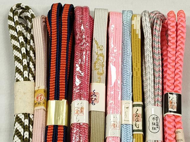 平和屋着物●和装小物 帯締め10本セット 高麗組 冠組 平源氏組 角八つ組 金糸 伊勢丹扱い 逸品 未使用 CABK4903qe