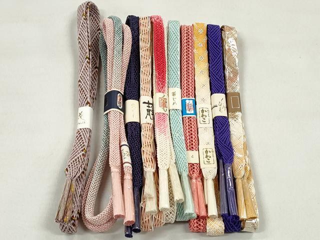 平和屋着物*夏物 和装小物 上質な帯締め10本セット 丸組 金糸 逸品 未使用 CABK4922qe