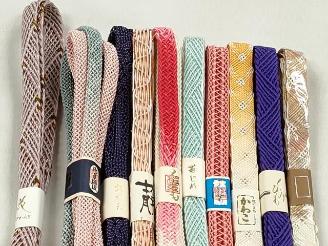 平和屋着物*夏物 和装小物 上質な帯締め10本セット 丸組 金糸 逸品 未使用 CABK4922qe