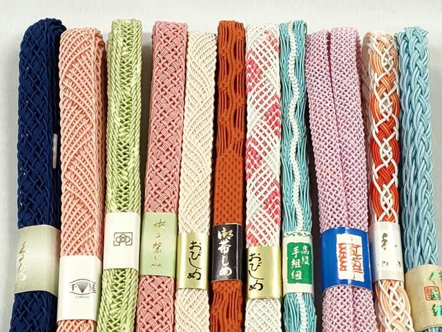 平和屋着物*夏物 和装小物 上質な帯締め10本セット 金糸 逸品 未使用 CABK4950qe