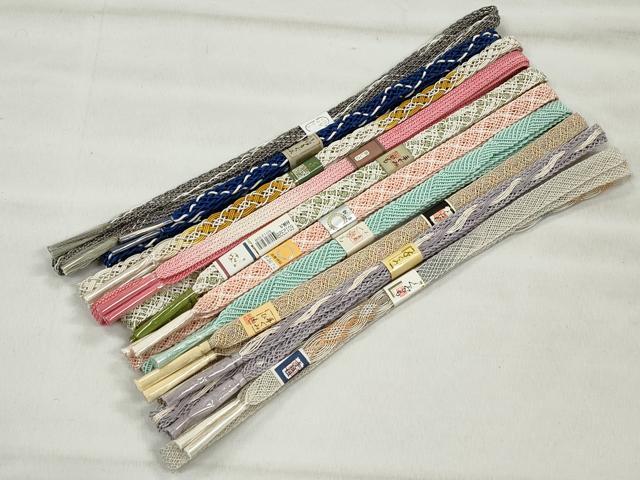 平和屋着物*夏物 和装小物 上質な帯締め10本セット 銀糸 逸品 未使用 CABK4969qe