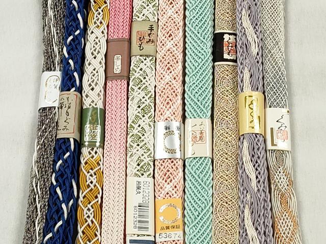 平和屋着物*夏物 和装小物 上質な帯締め10本セット 銀糸 逸品 未使用 CABK4969qe