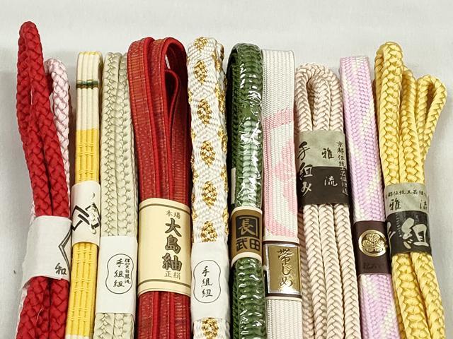 平和屋着物●和装小物 帯締め10本セット 高麗組 唐組 礼装用 角八つ組 大島紬 金糸 逸品 未使用 CABK4990qe