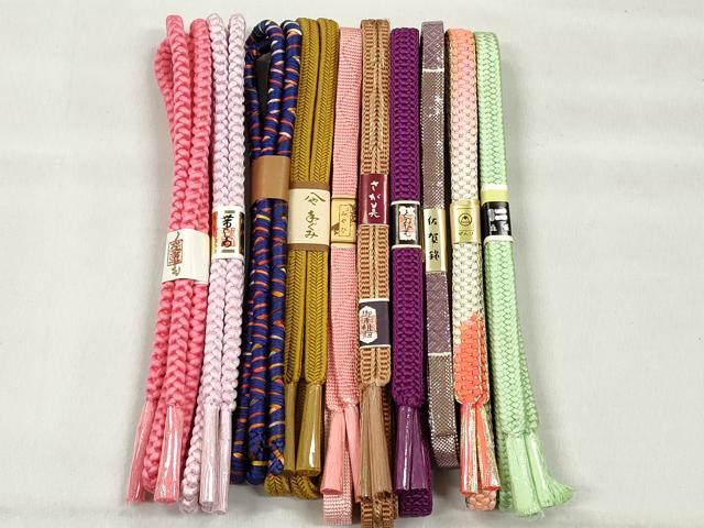 平和屋着物●和装小物 帯締め10本セット 佐賀錦 冠組 鴨川組 金糸 さが美扱い 逸品 未使用 CABK5098qe