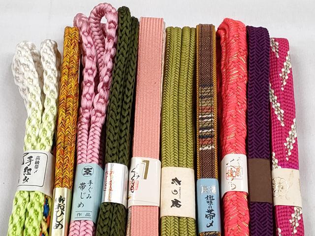 平和屋着物●和装小物 帯締め10本セット 冠組 高麗組 丸源氏組 角八つ組 金銀糸 逸品 未使用 CABK5149qe