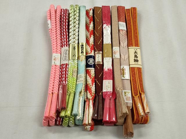 平和屋着物●和装小物 帯締め10本セット 笹浪組 大和組 大島紬 金糸 逸品 未使用 CABK5151qe
