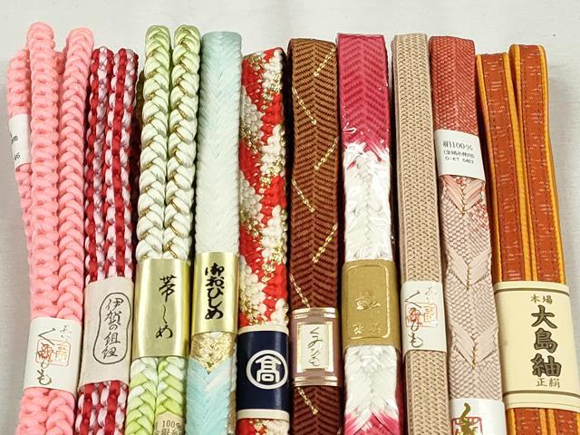 平和屋着物●和装小物 帯締め10本セット 笹浪組 大和組 大島紬 金糸 逸品 未使用 CABK5151qe