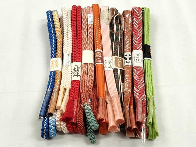 平和屋着物●和装小物 帯締め10本セット 御岳組 高麗組 大和組 大島紬 銀糸 逸品 未使用 CABK5161qe