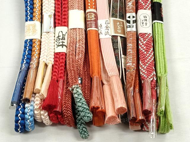 平和屋着物●和装小物 帯締め10本セット 御岳組 高麗組 大和組 大島紬 銀糸 逸品 未使用 CABK5161qe