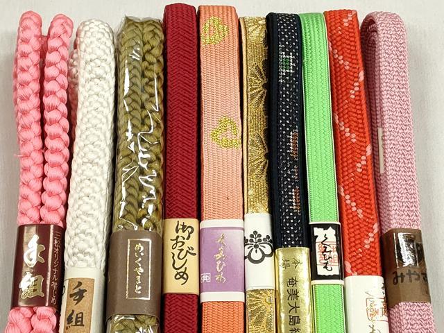 平和屋着物●和装小物 帯締め10本セット 高麗組 角八つ組 奄美大島紬 めいくやまと 金糸 逸品 未使用 CABK5195qe
