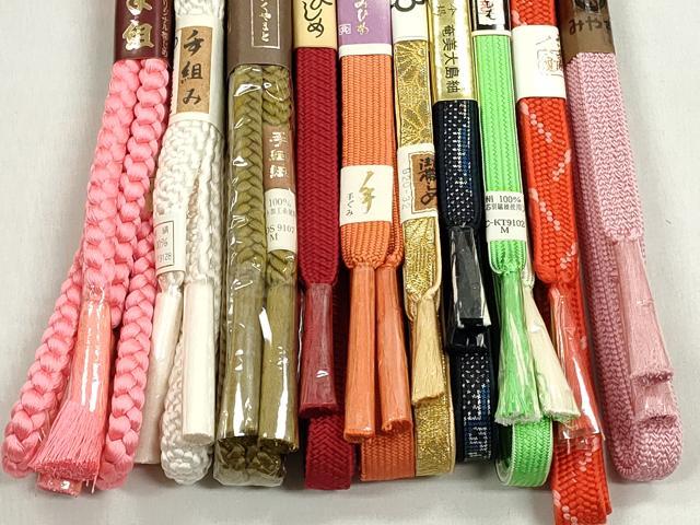 平和屋着物●和装小物 帯締め10本セット 高麗組 角八つ組 奄美大島紬 めいくやまと 金糸 逸品 未使用 CABK5195qe
