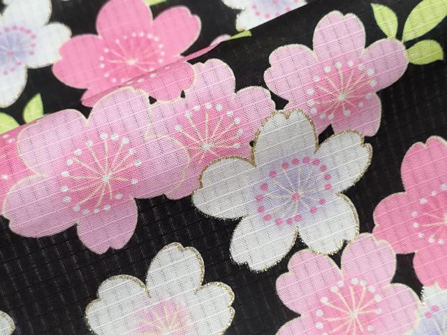 平和屋着物∴夏物 浴衣 舞蝶桜 黒地 金彩 逸品 未使用 CABK5211ng