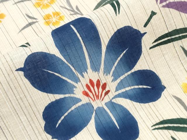平和屋着物∴夏物 竺仙鑑製 浴衣 注染 枝花文 綿 逸品 CABK5213ng
