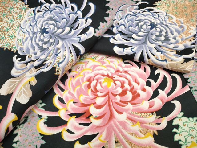平和屋着物∴夏物 撫松庵 浴衣 乱菊 黒地 綿 逸品 CABK5214ng