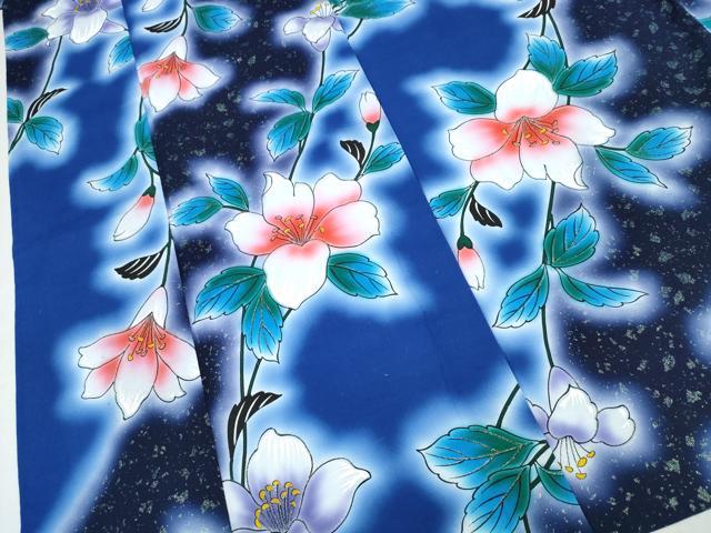平和屋着物∴世界的ファッションデザイナー 山本寛斎 kansaiブランド 夏物 浴衣 枝花文 ラメ 綿 逸品 CABK5218ng