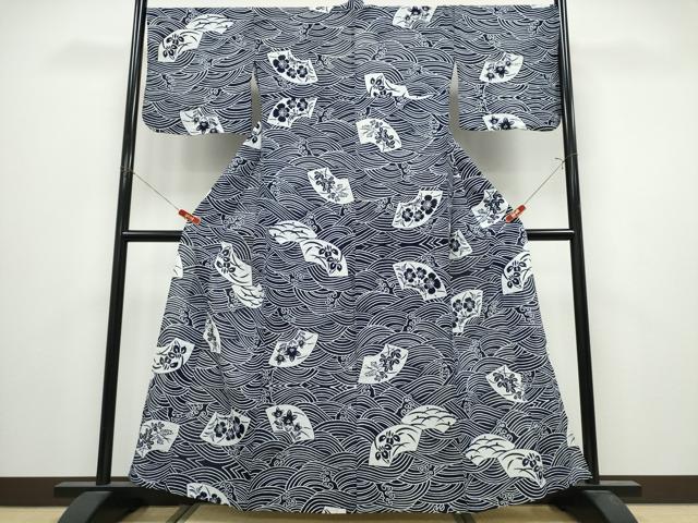 平和屋着物∴夏物 竺仙鑑製 浴衣 綿絽 立波地紙草花文 綿 逸品 CABK5223ng