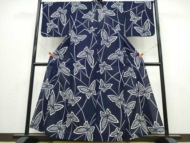 平和屋着物∴夏物 浴衣 綿絽 舞蝶文 綿 逸品 CABK5224ng