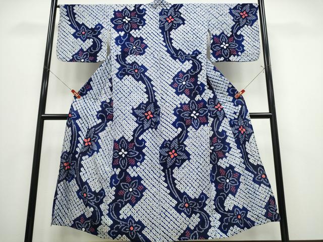 平和屋着物∴夏物 浴衣 有松鳴海絞り 花唐草文 綿 逸品 CABK5229ng