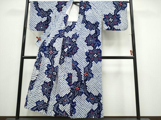 平和屋着物∴夏物 浴衣 有松鳴海絞り 花唐草文 綿 逸品 CABK5229ng