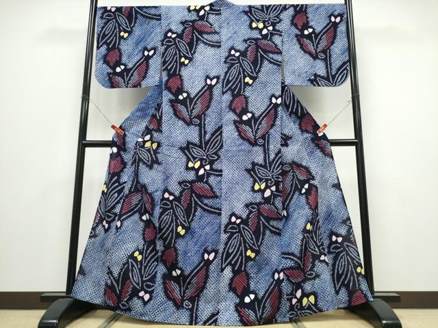 平和屋着物∴夏物 浴衣 有松鳴海絞り 草花文 綿 逸品 CABK5237ng