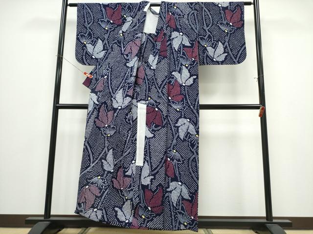 平和屋着物∴夏物 浴衣 有松鳴海絞り 舞蝶文 綿 逸品 CABK5238ng