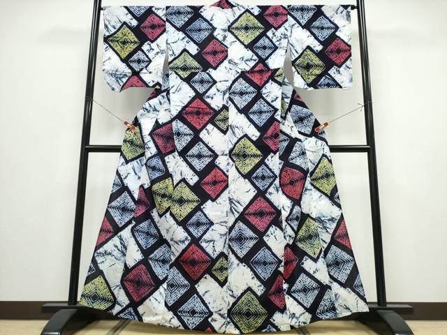 平和屋着物∴夏物 浴衣 有松鳴海絞り 色紙吉祥文 綿 逸品 CABK5247ng