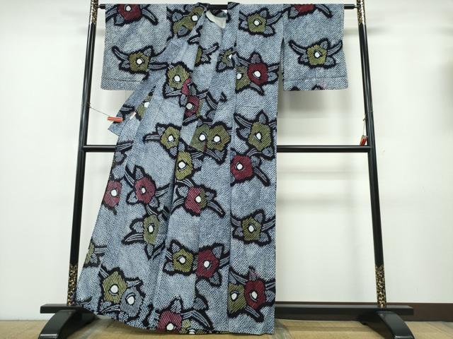 平和屋着物∴夏物 浴衣 有松鳴海絞り 椿 綿 逸品 CABK5252ng