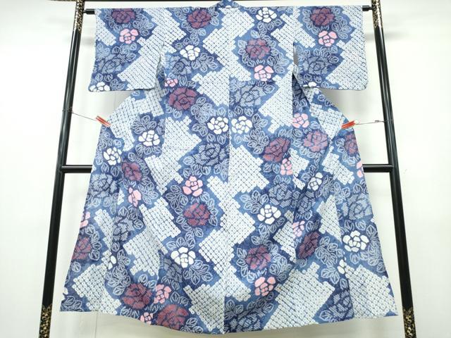 平和屋着物∴夏物 浴衣 有松鳴海絞り 枝牡丹 綿 逸品 CABK5254ng