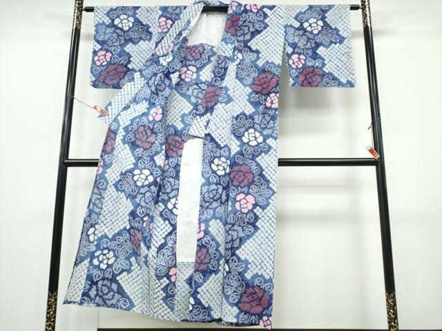 平和屋着物∴夏物 浴衣 有松鳴海絞り 枝牡丹 綿 逸品 CABK5254ng
