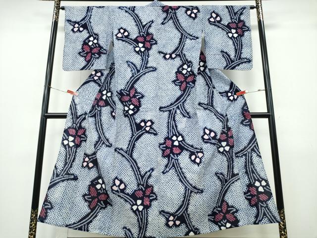 平和屋着物∴夏物 浴衣 有松鳴海絞り 草花文 綿 逸品 CABK5263ng