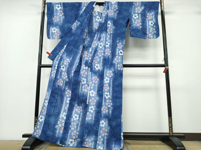 平和屋着物∴夏物 浴衣 有松鳴海絞り 短冊花文 綿 逸品 CABK5272ng