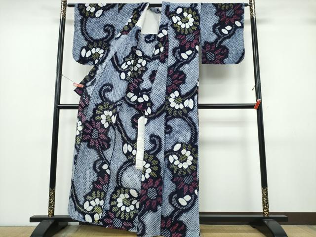平和屋着物∴夏物 浴衣 有松鳴海絞り 菊唐草文 綿 逸品 CABK5275ng