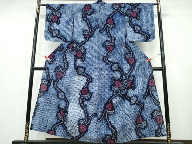 平和屋着物∴夏物 浴衣 有松鳴海絞り 花唐草文 綿 逸品 CABK5276ng