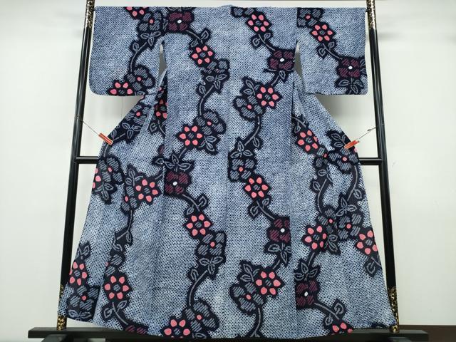平和屋着物∴夏物 浴衣 有松鳴海絞り 枝花文 綿 逸品 CABK5277ng