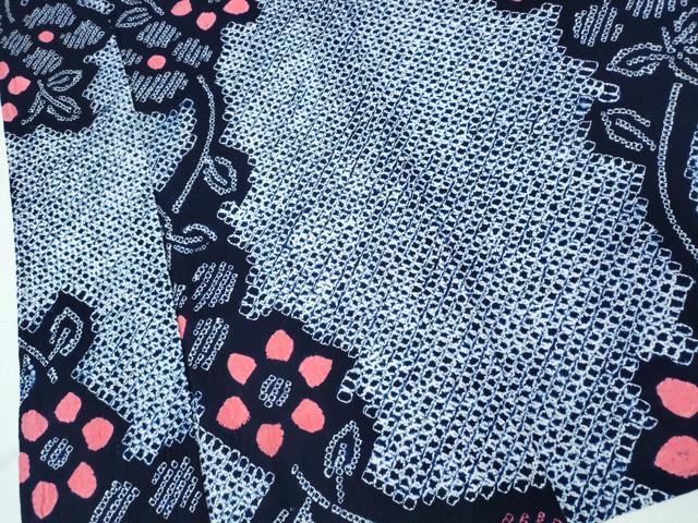 平和屋着物∴夏物 浴衣 有松鳴海絞り 枝花文 綿 逸品 CABK5277ng