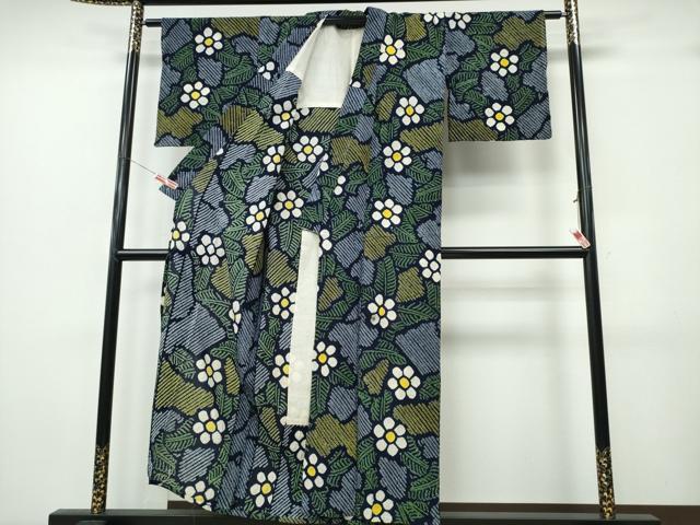 平和屋着物∴夏物 浴衣 有松鳴海絞り 舞葉花文 綿 逸品 CABK5284ng