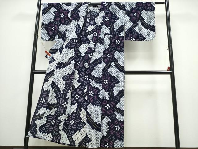 平和屋着物∴夏物 浴衣 有松鳴海絞り 草花文 綿 逸品 CABK5287ng