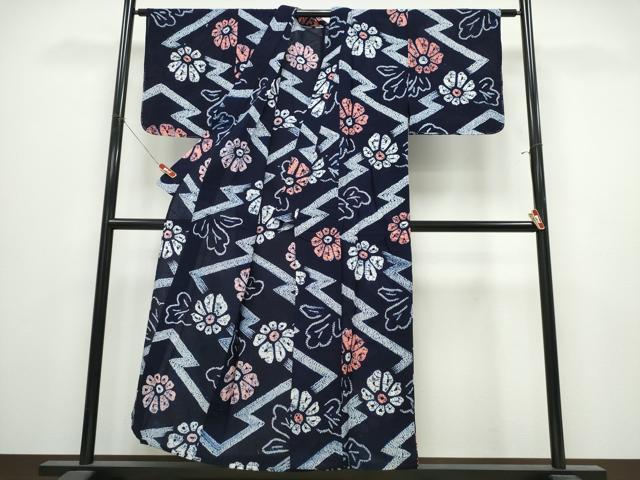 平和屋着物∴夏物 浴衣 有松鳴海絞り 流水菊文 綿 逸品 未使用 CABK5288ng