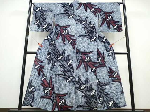 平和屋着物∴夏物 浴衣 有松鳴海絞り 斜線草花文 綿 逸品 CABK5296ng