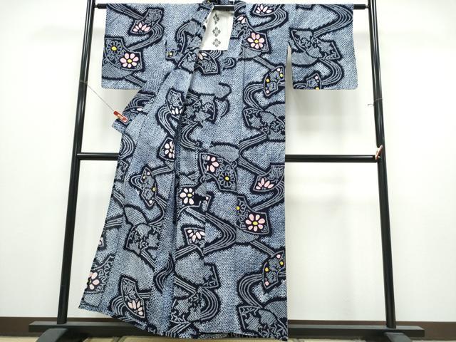 平和屋着物∴夏物 浴衣 有松鳴海絞り 流水地紙花文 綿 逸品 CABK5297ng