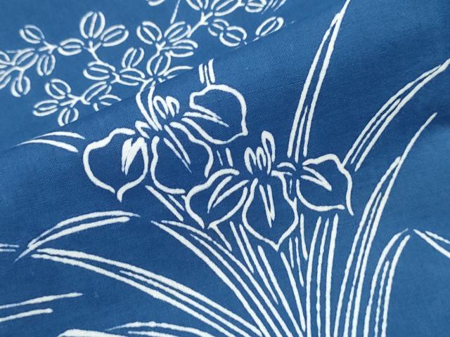 平和屋着物∴夏物 浴衣 注染 手縫い 流水草花文 綿 逸品 CABK5303ng