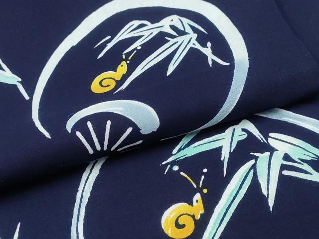 平和屋着物∴夏物 浴衣 注染 手縫い カタツムリ 団扇笹文 綿 逸品 CABK5305ng