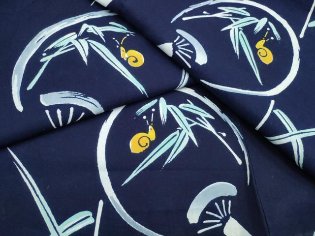 平和屋着物∴夏物 浴衣 注染 手縫い カタツムリ 団扇笹文 綿 逸品 CABK5305ng