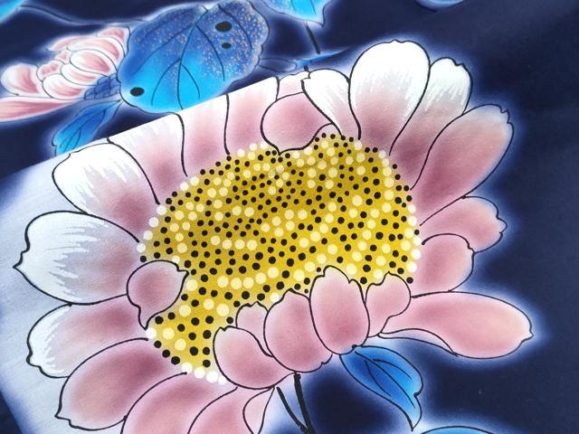 平和屋着物∴夏物 浴衣 注染 手縫い 菊文 綿 逸品 CABK5316ng