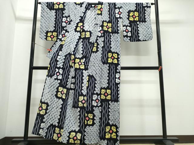 平和屋着物∴夏物 浴衣 有松鳴海絞り 立涌花文 綿 逸品 CABK5321ng