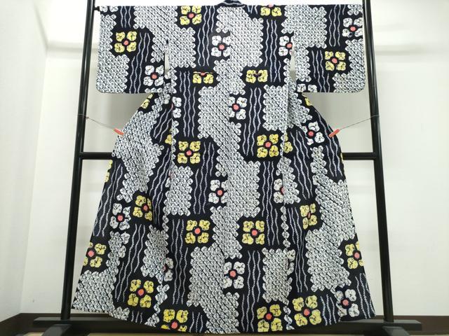 平和屋着物∴夏物 浴衣 有松鳴海絞り 立涌花文 綿 逸品 CABK5321ng