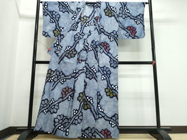 平和屋着物∴夏物 浴衣 有松鳴海絞り 枝花文 綿 逸品 CABK5322ng
